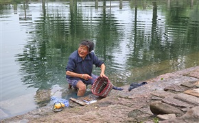 皤滩古镇洗衣老人