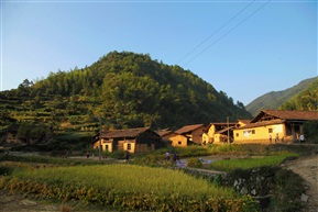 秋收时节的小山村