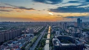 夕阳下的绿地大道